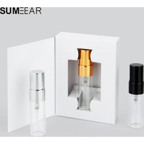 50 Pieces/Lot 3ML Spray Bottles packing box And Glass Perfume Bottle With Atomizer empty Parfum Packaging Custom