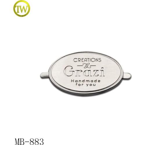 883 Custom handbag zinc alloy metal logo label tag for cap/purse