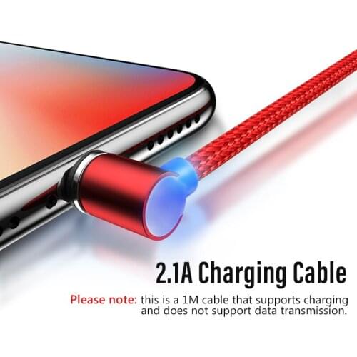 !ACCEZZ 90 Degree Magnetic Cable LED Lighting For iPhone X XS XR 8 Plus Micro USB Type C Fast Charger Cable For Samsung S9 1M 2M