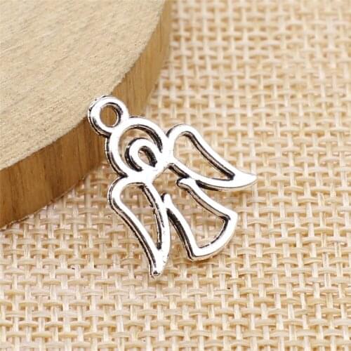 Free shipping 72pcs 16x20mm antique silver angel charms diy retro jewelry fit Earring keychain hair card pendant accessories