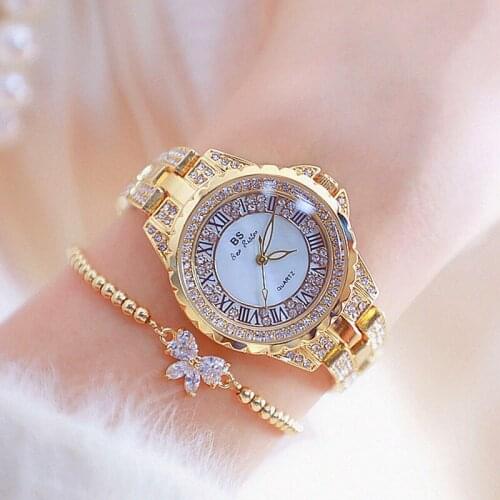 Diamond Watch Women Luxury Brand Dress Bracelet Watch Gold Ladies Wristwatch Stainless Steel Female Clock Zegarek Damski 2019