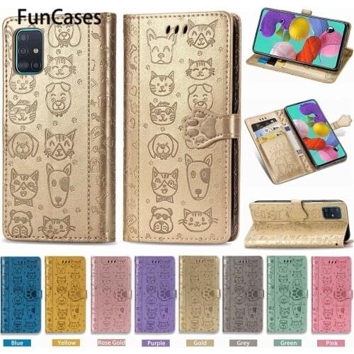 Cute Pet Flip Wallet Case Book For telefon Samsung A91 Silicone Covers sFor Cove Samsung para A11 A51 A41 A01 A81 A71 M31 A21