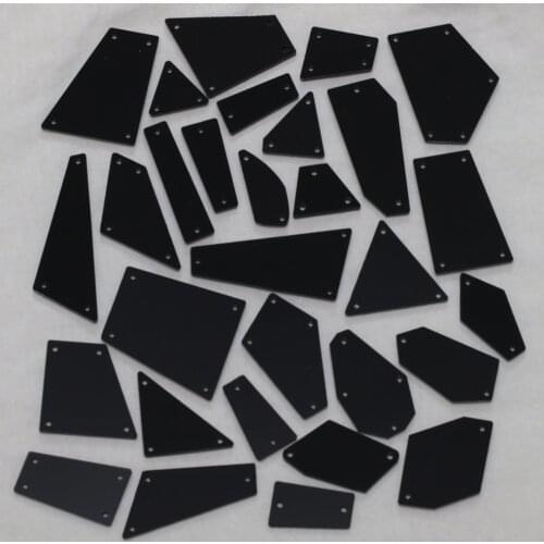 Black Acrylic Mirror Sew On Rhinestones DIY Flatback Mirror Acryl Sew On Stones with Holes For Sewing