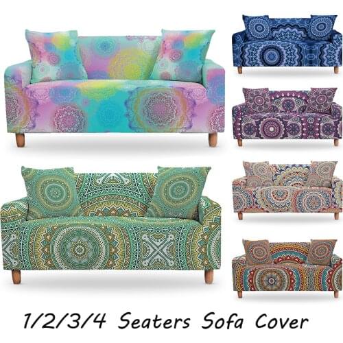 Bohemian Elastic Sofa Cover Spandex Mandala Polyester Corner Sofa Couch Slipcover Chair Protector Living Room 1/2/3/4 Seater