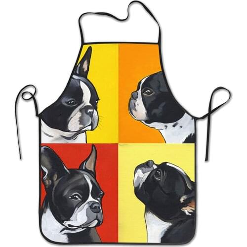 Terrier Bulldog Animal Apron, Cooking Kitchen Baking Gardening Haircut Bib, Funny Aprons for Womens & Mens