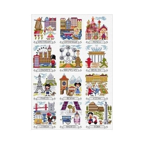 FF Counted Cross Stitch Kit Cross stitch RS cotton with cross stitch Travel map of European countries