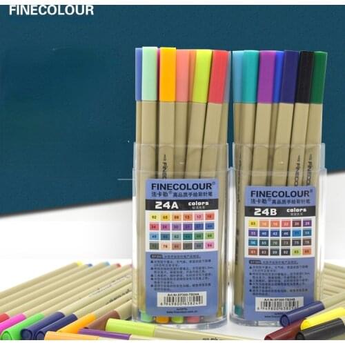 FINECOLOUR Fakale Hand-drawn Hook Pen Hand-drawn Comic Design with 24/48 Color Water-soluble Color Sketch Art Set