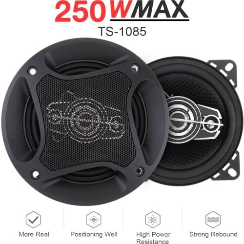 2pc 4 Inch 10cm 250W Car Coaxial Speaker Auto Audio Music Stereo Full Range Frequency Hifi Loudspeaker for Car Auto SUV Vehicle