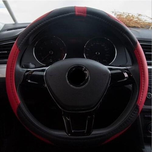 Red Blue PU Leather Universal Car Steering-wheel Cover 38CM Car-styling Sport Auto Steering Wheel Covers Anti-Slip Automotive