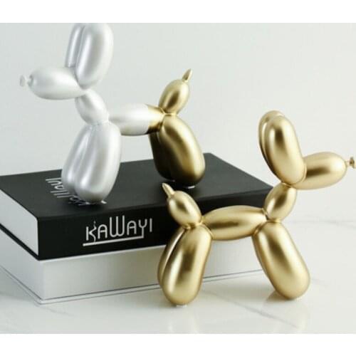 Creative Cute Balloon Dog Resin Statue Modern Nordic Resin Art Crafts Home Decoration Desktop Ornaments Party Cake Decoration
