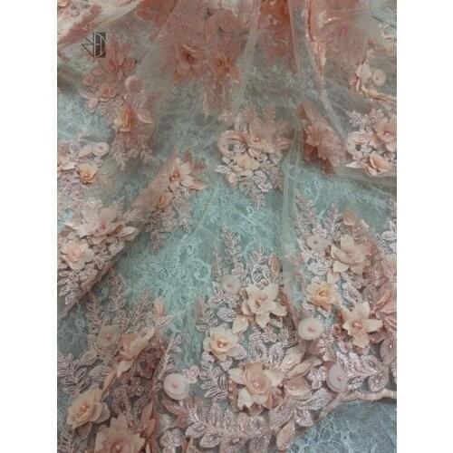 Free Shipping by DHL SYJ-8360 African tulle lace fabric sewing african beaded lace fabric for wedding dress