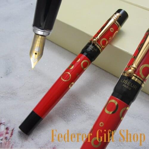 LISEUR L601 fashion Gold Circle pattern Fountain pen F nib Business gift ink pen and Original box