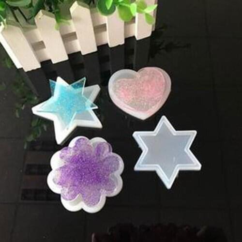 Fashion Silicone Resin Mold For Jewelry Making Findings Star Of David Hexagram Flower Heart White Color Jewelry Component, 2 PCs