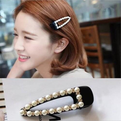 Fashion Imitation rhinestone hair accessories Women hairpin Crystal Hair clip shiny alloy toothed pearl head clip duckbill
