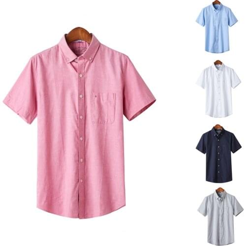 Mens Shirts Simple Solid Color Fashion Slim-fit All-match Casual Non-iron Mens High-quality Short-sleeved Shirt Men Clothing