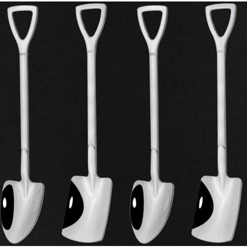 4Pcs Stainless Steel Ice Cream Coffee Spoon Cutlery Set Shovel Shape Shell Tea Spoon Tea Dessert Long Handle Spoon Flatware Set