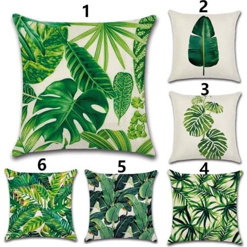 Big Leaf Print Pillow Covers Decoration 1 Piece Cushion Cover 45x45 cm Square Elegant Throw Pillow Case for Hotel Car Sofa Party