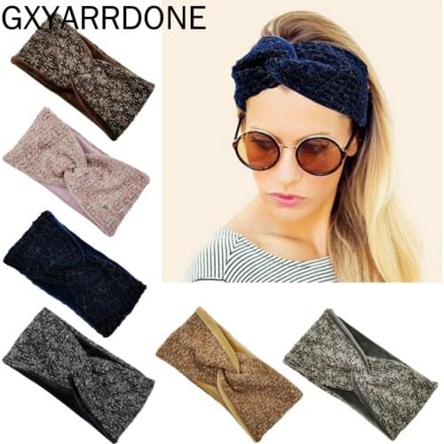 2021 New Wool Cross Knot Headbands Women Warm Top Knot Headband Twisted Hair Bands Headwraps Fashion Headwear Hair Accessories