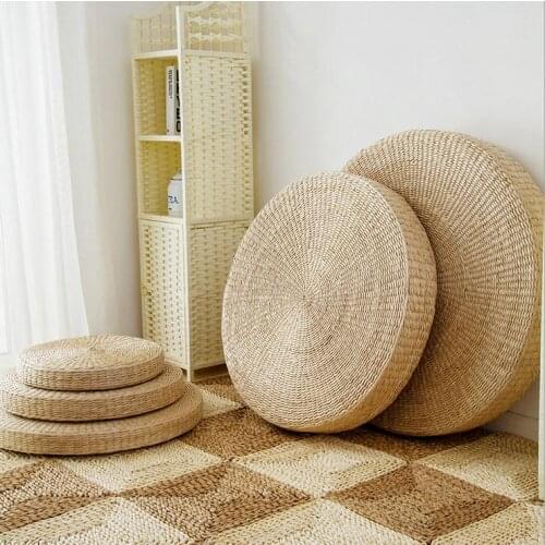 5 Size Hot Natural Straw Round Pouf Tatami Cushion Floor Cushions Meditation Yoga Round Mat Zafu Chair Cushion 40/45/50/60/70cm