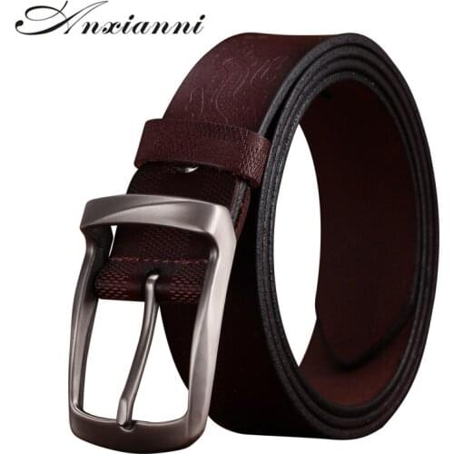 " Mens Dress Genuine Leather Belts 3.8cm Wide Fashion British Style Pin Buckle High Quality Belt For Men Casual Jeans Waistba
