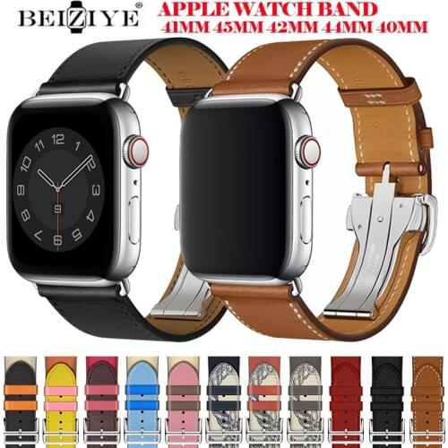 Herm For Apple Watch band 44mm 40mm 42mm 38mm Genuine Leather loop Bracelet Belt Watchband strap for iwatch 6 5 4 3 2 SE band