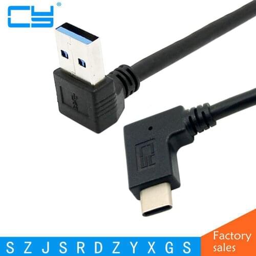 Reversible 30cm USB-C USB 3.1 Type C Angled to 90 Degree Up&Down Angled A Male Data Cable for Macbook & Tablet & Mobile Phone