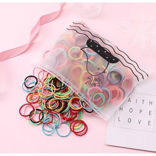 100pcs/Set Bag Packed Girls Cute Colorful Elastic Hair Bands Gum For Ponytail Holder Scrunchie Headband Fashion Hair Accessories
