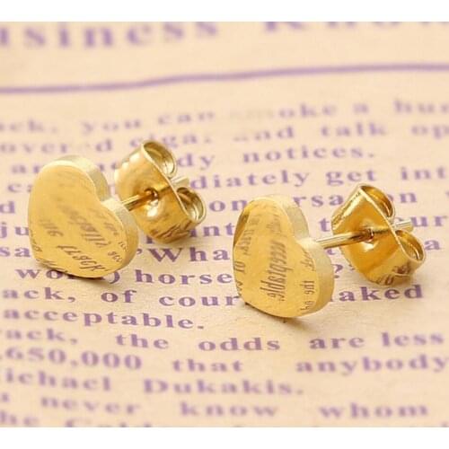 Sasusp Minimalist Mixed Stainless Steel Earrings Fashion Geometric Heart Shape Small Earrings For Women Girls Jewelry