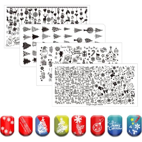 Stamping Plates Christmas Stocking Theme Plate Marble Geometric Stainless Steel Nail Art Image Plate Stencil