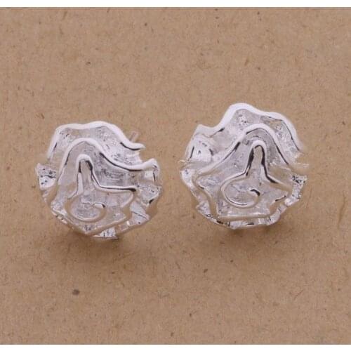 Pretty Silver Plated Earrings For Women,Wholesale Free Shipping Charm Christmas Fashion Jewelry, Rose /aleajcla Aipaizwa