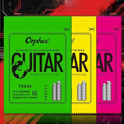 Folk Acoustic Guitar Strings Replacement TX620 TX630 TX640 Green Phosphor Bronze Suitable For Guitar Beginners