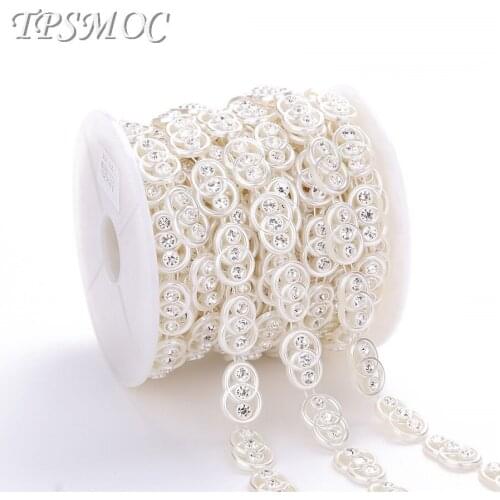 TPSMOC 10yards Trimming sew on Artificial Pearl rhinestone Chain Garland Flowers Wedding Decoration For DIY pearl beads chain