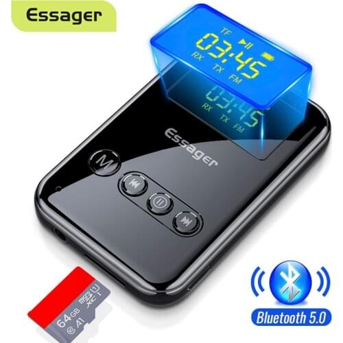 Essager Bluetooth 5.0 LED Transmitter Receiver 3.5mm Jack Aux Audio Wireless Adapter For Car Bluetooth Transmitter PC Headphone