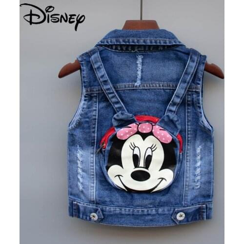 Disney Spring Fashion New 2021 Cartoon Mickey Mouse Children Western Simple Cute Denim Vest Jacket