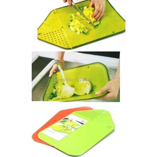 High quality Plastic multifunctional foldable draining chopping board Folding colander Kitchenware