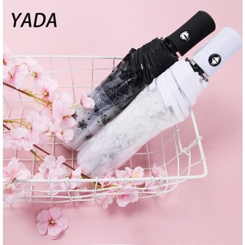 YADA Fully Automatic Transparent Clear Umbrella Folding Rainy Automat Umbrellas For Girls Boy Clear Parapluie Parasol YD210033