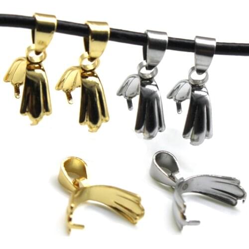 10pcs/lot 6x19mm Gold Color Stainless Steel Bail Clasps Connector Bale Pinch Clasp Bail Pendant Necklace Clasps DIY Jewelry
