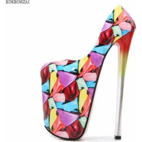 New pattern Superior quality shoes woman Authentic 22cm High-heeled Waterproof superstar 12CM Super High Heels Steel tube dance