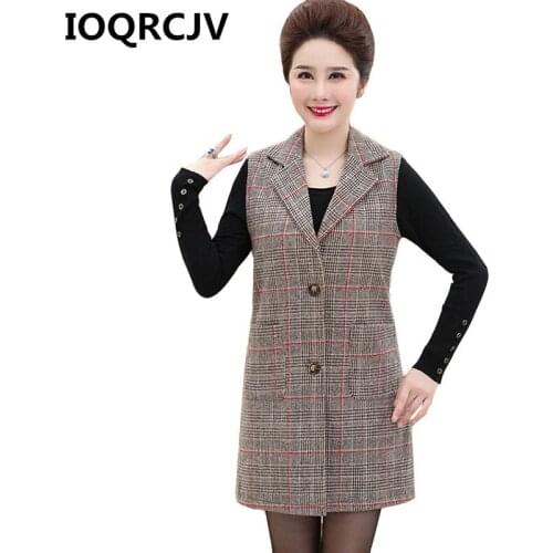 2019 Spring Autumn Plaid Vest Jacket Women Casual Sleeveless Casual Pockets Coat Waistcoat Female Single Breasted Outwears R516