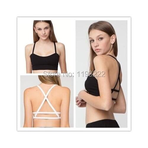 Women Girl Sexy Open Back Hollow Out Cross Strap Pad Crop Top Bandage Tank Cami Straps Wrap Blouse Shirt