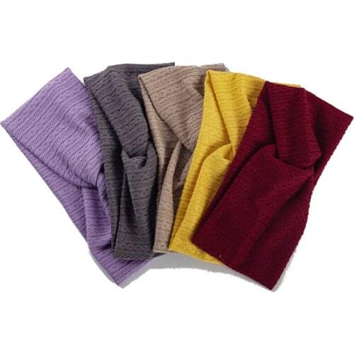 Women Solid Ribbed Fashion New Print Headband Girls Knitted Cross Knot Headwrap Turban Soft Elastic Hair Accessories Headwear