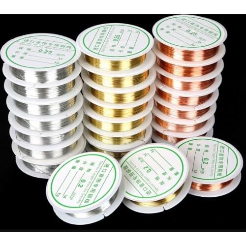 2M-30M Length 0.2-1mm Diamter 1 Roll Alloy Cord Silvery Goldrn Craft Beads Rope Copper Wires Beading Wire Jewelry Making