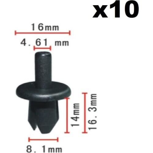 10pcs For Volvo Multi Purpose Rivet Set of 15 Push Type Clip Retainer 16mm Head 14mm Stem 9133417 / 1005993