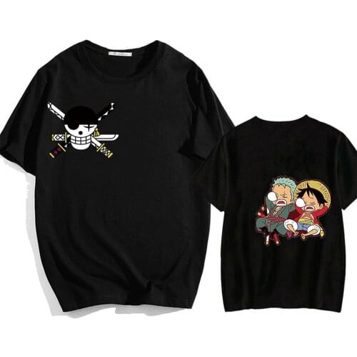 2021 Japanese Anime One Piece Luffy Harajuku T Shirts Fashion Cool Streetwear Roronoa Zoro Leisure Hip-hop T-shirt