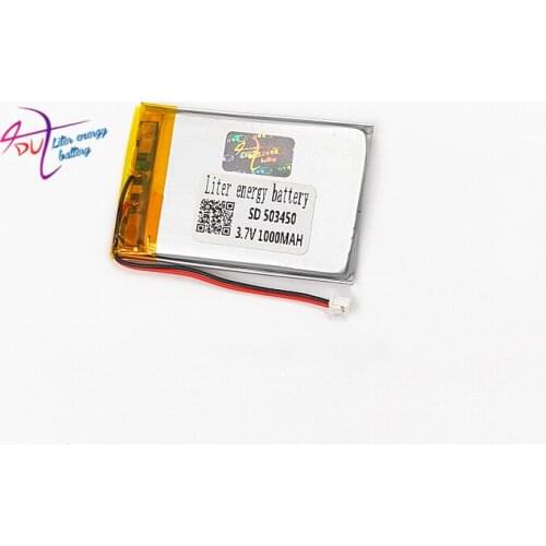 3.7V 1000mAh JST ZH 1.5mm 2pin 503450 Lithium Polymer LiPo Rechargeable Battery For MP3 MP4 DVD PAD camera recorder Speaker PSP