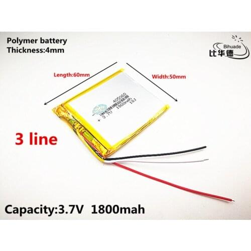 3 line Good Qulity 3.7V,1800mAH,405060 Polymer lithium ion / Li-ion battery for TOY,POWER BANK,GPS,mp3,mp4