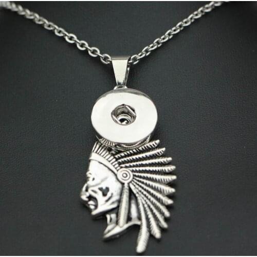 50cm link chain necklace special Indians snap Pendants necklace 18mm snap metal buttons ginger snap necklace jewelry