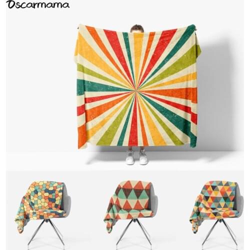 Abstract Geometry Art Yellow Retro Nostalgia Thermal Fleece Sofa Throw Blanket Aestic Large Beach Towel Bedspread Christmas Gift