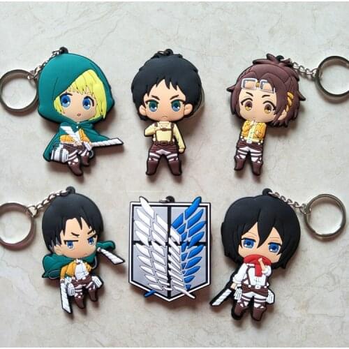 Anime Attack on Titan Rivaille PVC keychain Ackerman Wings of Liberty funny bag pendant keyrings portachiavi kids toy gift
