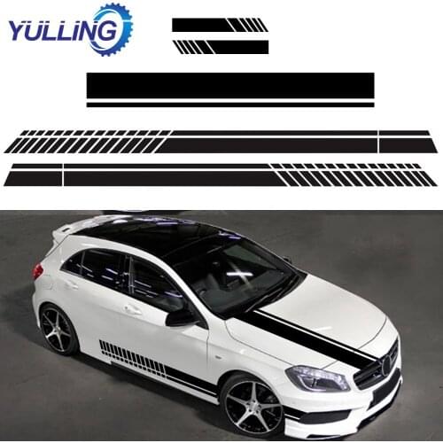 Car Decorative 5Pcs Car Hood Stripe Graphic Decal Vinyl Body Racing Rearview Mirror Sticker Auto Engine Bonnet Decoration